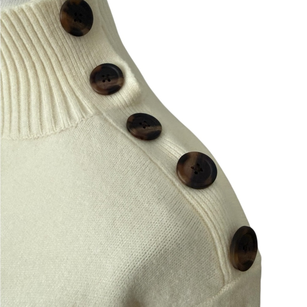 NWT Anthropologie Cream Turtleneck Sweater with Button Detail - Picture 2 of 8